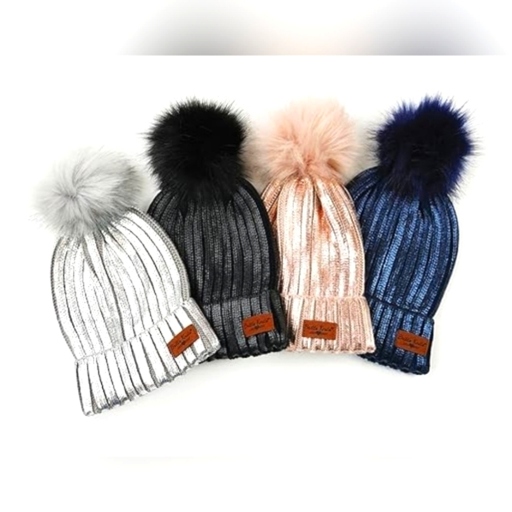 🧿NWT  SILVER PUFF HAT